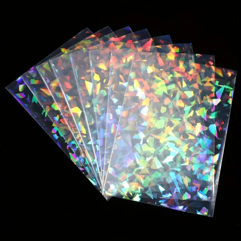 Shatter Effect Rainbow Laser Card Sleeves 66*91mm Transparent Trading Card Protectors for Sports&Gaming Collectible Card Storage