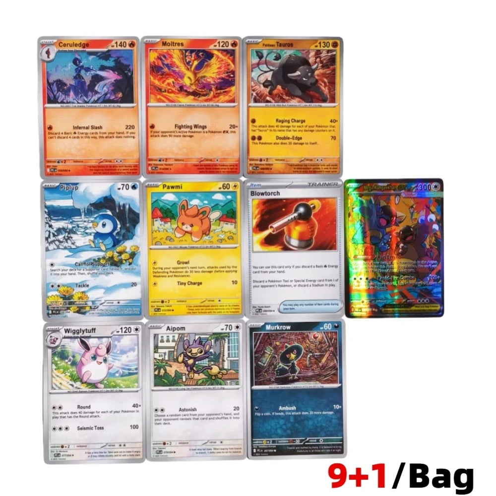 Pokémon  Cards 9+1 Per Pack TCG Mega Evolution Phantasmal Flames Booster Box Trading Card Game Collection Set English Pokemon