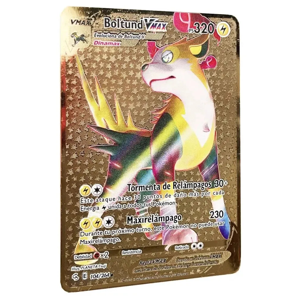 Pokemon Metal Cards in Spanish Pikachu Arceus Charizard DIY Trading Flash Card Anime Cartoon Gift